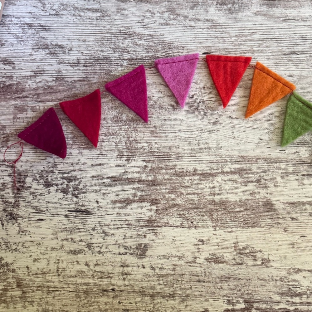 Whimsical Vintage Colorful Felt Triangle Bunting Garland - Picture 3 of 6